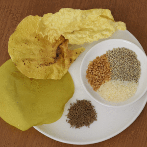 Multi grain (chokha- Ghaun- Bajro) Jeera khichiya papads ( 20 pcs)-“Power of 3 Grains in Every Bite – Healthy Crunch!